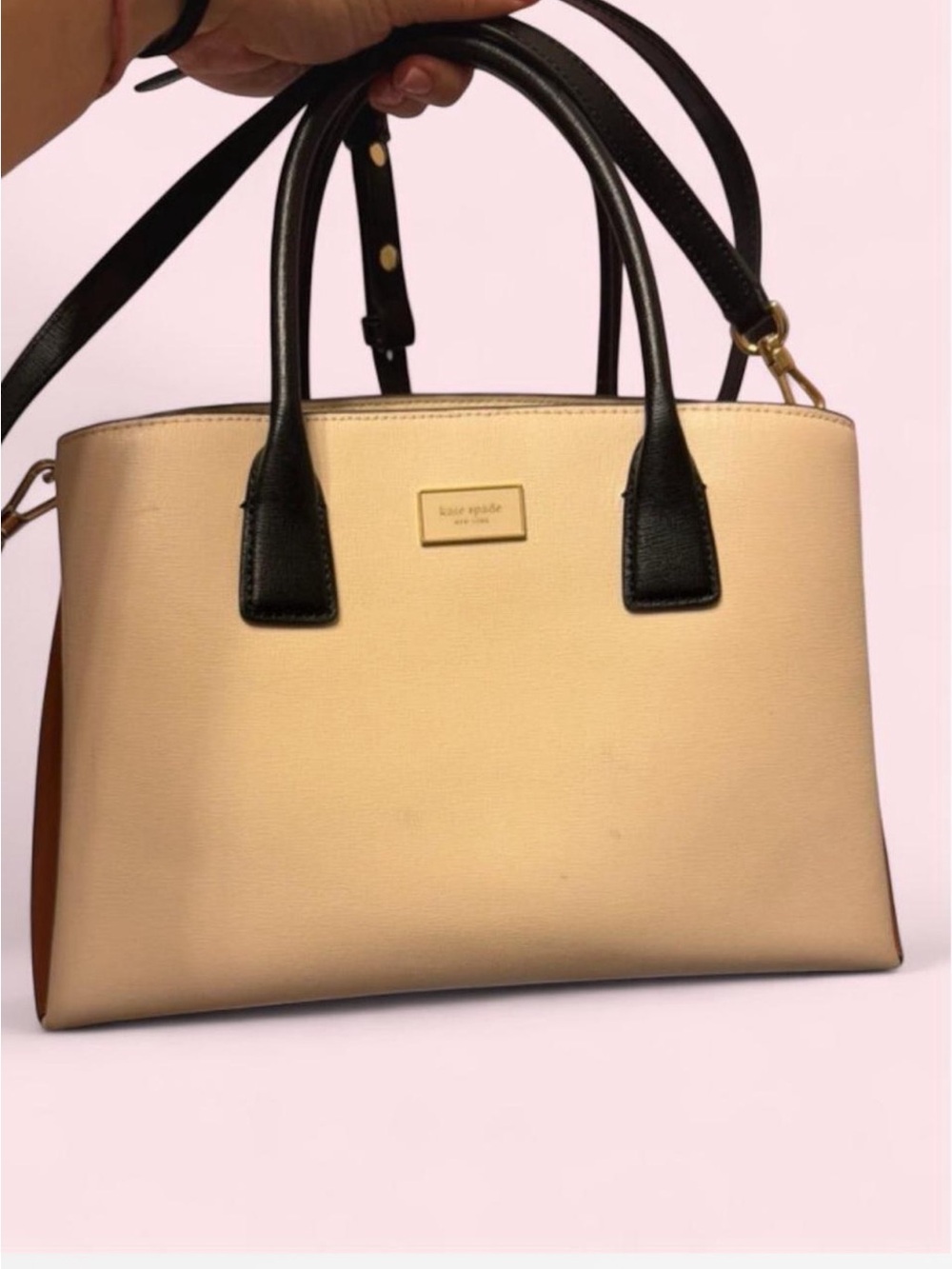 kate spade Beige Satchel with Black Handles